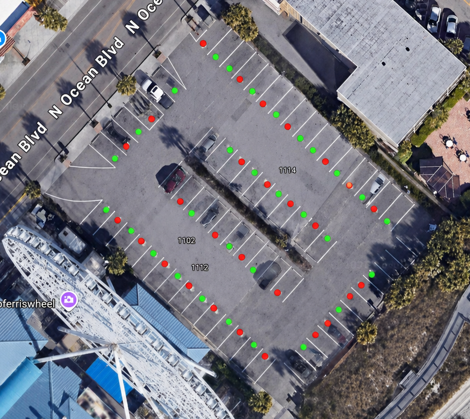 Myrtle Beach SkyWheel parking lot — top-down aerial